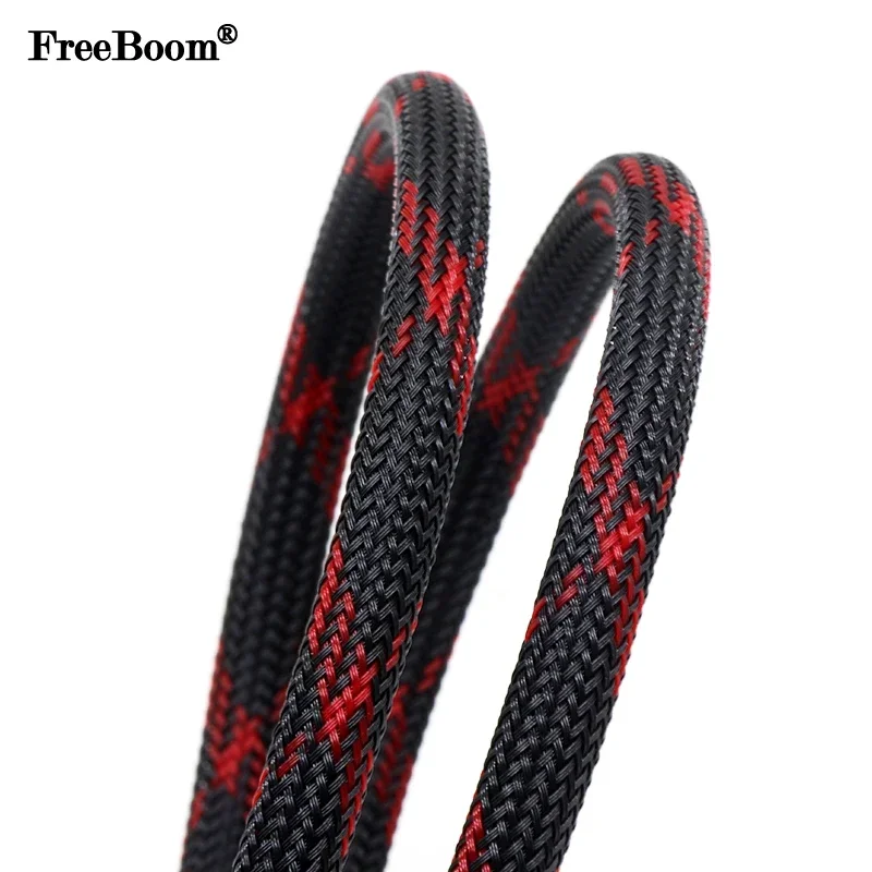 Cable Sleeve Braided - 1 ~ 50 متر أسود-أحمر الصليب