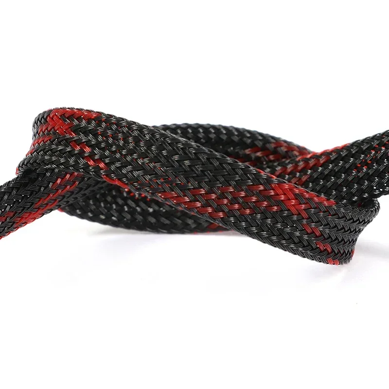 1 ~ 50 متر أسود-أحمر الصليب PE - مراجعة Cable Sleeve Braided وسعره