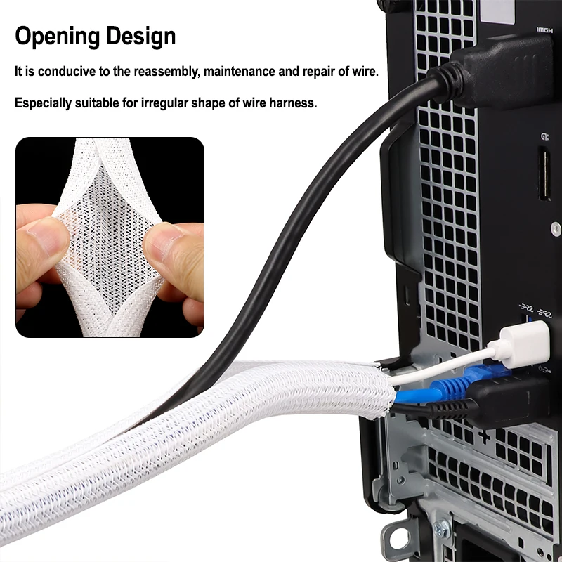 الأبيض الذاتي مغلق كابل كم PET - مراجعة Cable Sleeve Braided وسعره