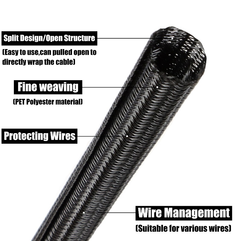 غلاف مجدول من البولي إيثيلين ت - مراجعة Cable Sleeve Braided وسعره