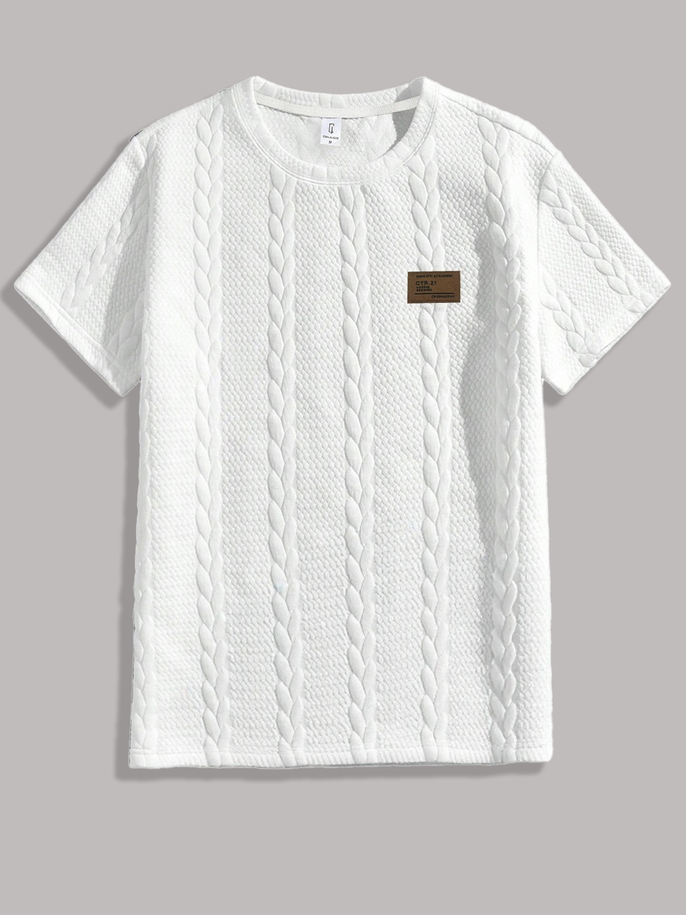 Men's Cable Knit Textured T‑Sh - مراجعة Cable Sleeve Braided وسعره